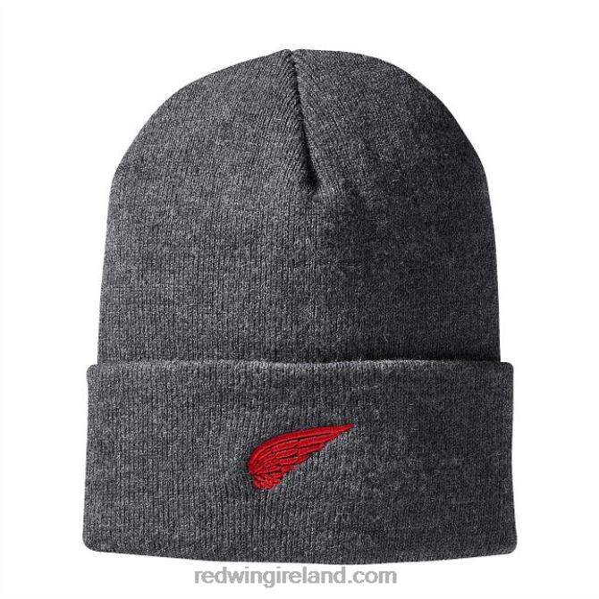 Style 97439 Leather Logo Knit Beanie Hat Unisex Knit Watch Hat Red Wing 2N8V8277 Charcoal