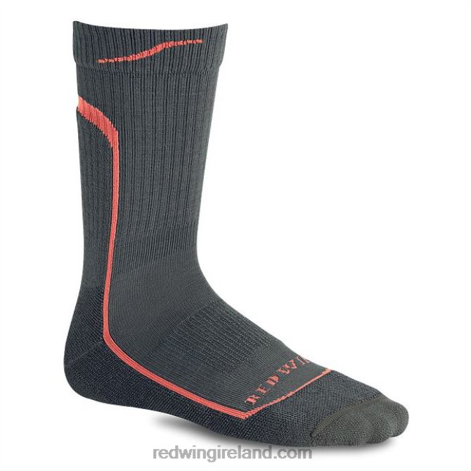 Style 97287 Merino Wool Crew Work Sock Unisex Merino Wool Crew Sock Red Wing 2N8V8220 Charcoal/Coral